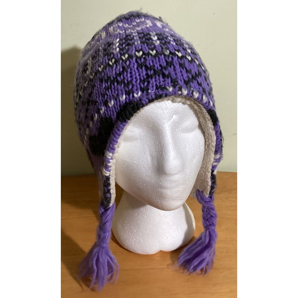 Igloos Youth Girls Purple Fleece Lined Winter Knit Beanie Hat One Size 4-6X